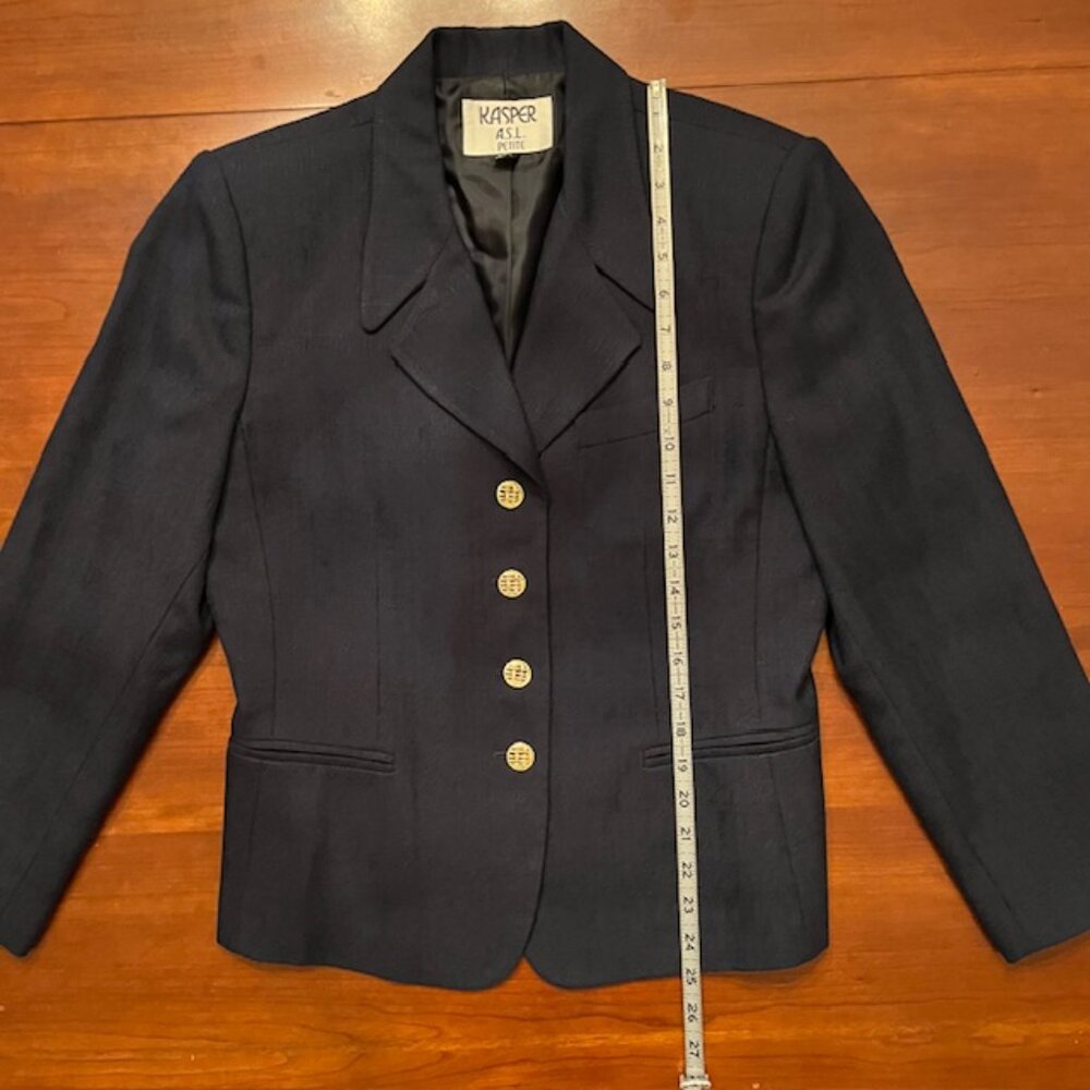 Women’s Navy blazer Suit Jacket Gold Button office work business casual 12P - Picture 10 of 11
